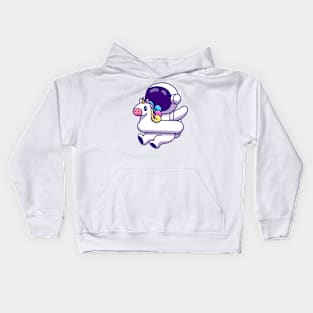 Cute Astronaut Wearing Unicorn Swimming Tires Kids Hoodie